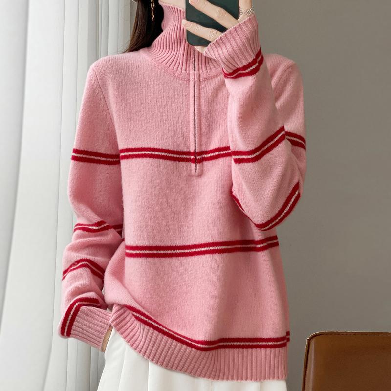 Women Sweater 100% Wool MODERN NEW SAGA Turtleneck Knit Pullover Turn-down Collar Thick Winter Jumpers Female Knit Tops