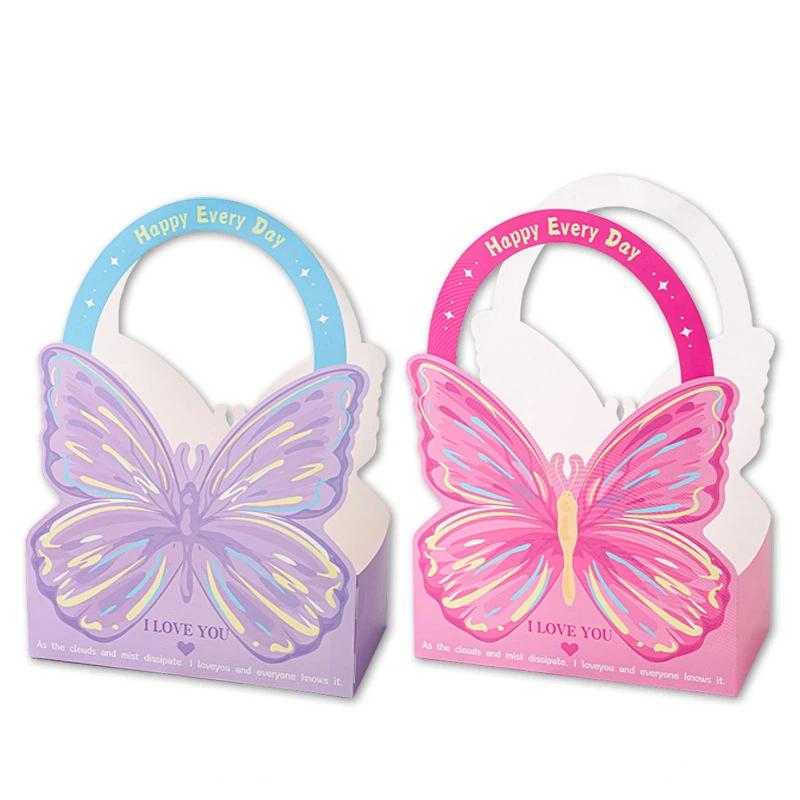 Butterfly Hand-Held Flower Box Transparent Pvc, Universal Flower Shop Packaging Material For Festivals, Valentine'S Day Gift
