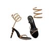 Sandals SummerSocialiteDiamond Thin Belt Snake Wrap Foot FashionHigh Heel Thin Heel Round Toe Open Toe Women's