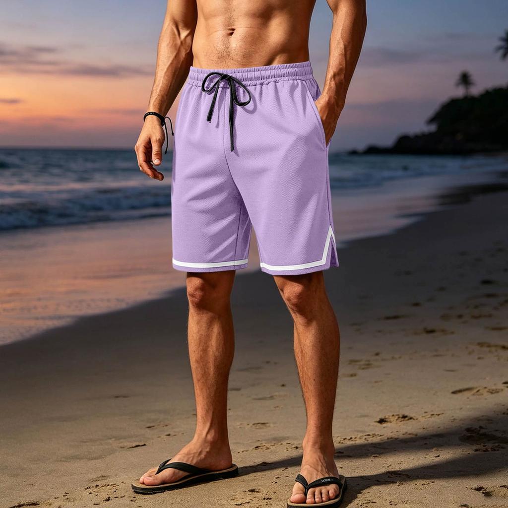 Men's Breathable Mesh Athletic Shorts Lightweight Casual Sportswear with Elastic Waistband and Drawstring for Outdoor Activities and Gym
