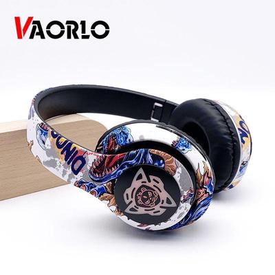 VAORLO Graffiti Wireless Headphone HiFi Heavy Bass Music RGB Lighting Support TF Card Play Bluetooth Earphones For Children Study