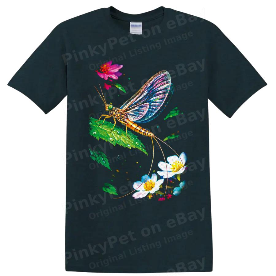 Mayfly Insect T Shirt Colorful Floral Nature Art Graphic Outdoors Tee Gifts