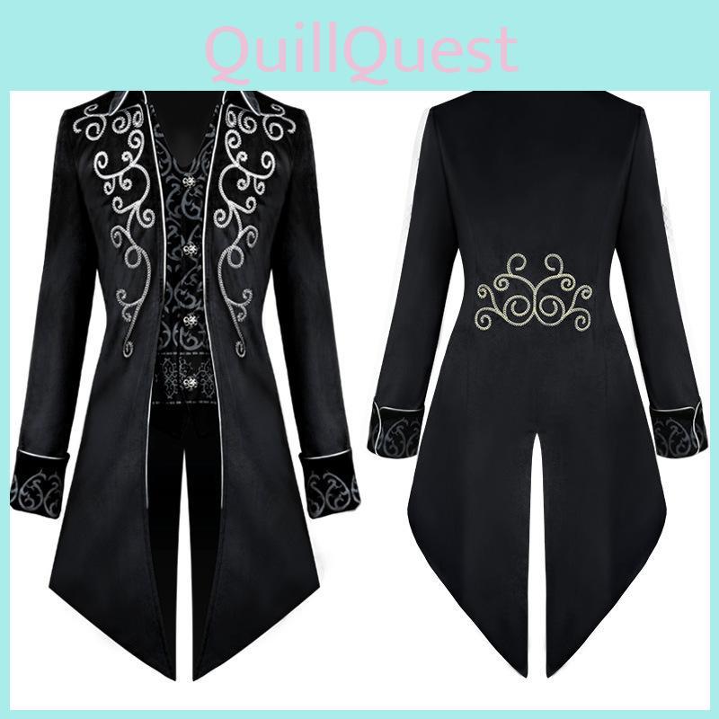 Fantasy European Mens Middle Ages Style Tailsuit With Embroidered Polyester For Stage Performances