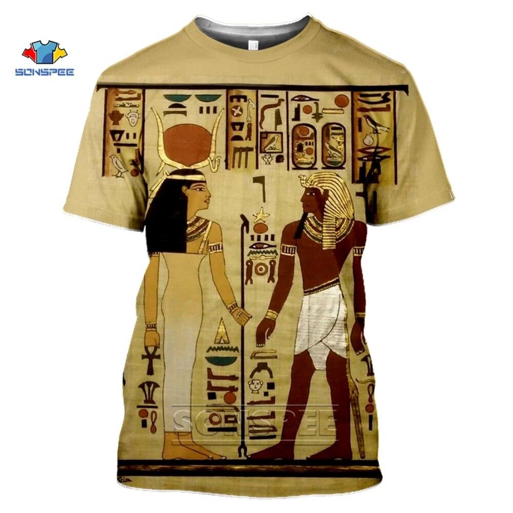 

SONSPEE 3D футболка с принтом Древнего Египта для мужчин и женщин, винтажная уличная футболка, молодежная ретро-футболка в стиле «Египет», летняя верхняя одежда 6XL