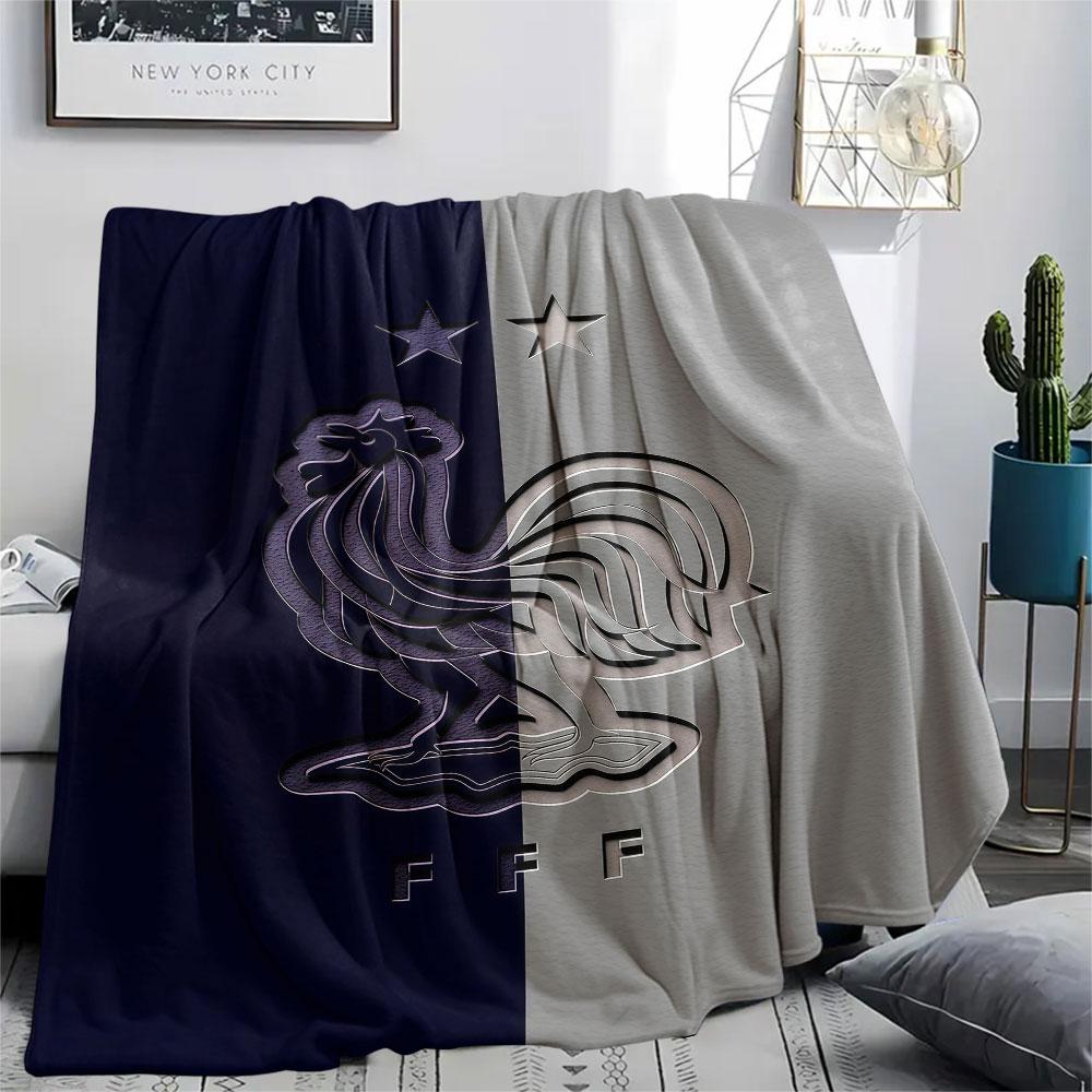 1PC France National Football Team Patterned Flannel Blanket Suitable For All Seasons for Home Decor Warmth and Comfort Gifts Holiday Present