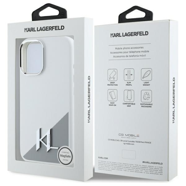 Karl Lagerfeld Klhmp16Sscmkmpch Iphone   16 6,1 Biały/White Hardcase Silicone Initial Metal Logo Magsafe