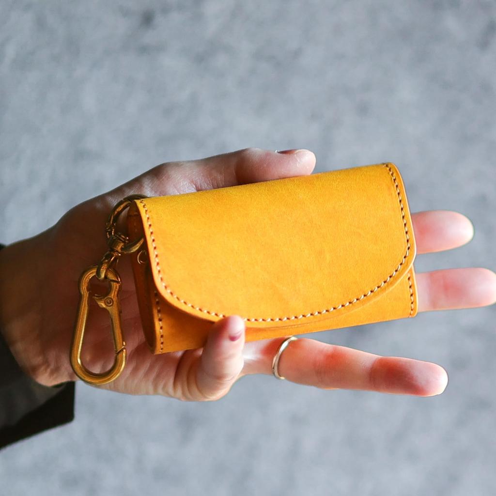 [AURAMU] Made in Japan Carabiner Key Case & Coin Case, Italian Leather Coin Purse, Genuine Leather, Smart Key Compatible Wallet, MARGOT TOTTI Soleil,