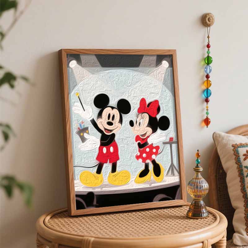 Disney Mickey and Minnie Mouse Magic Show Oil Painting by Numbers Art Kit. Handmade Diy Painting Home Decoration Gifts
