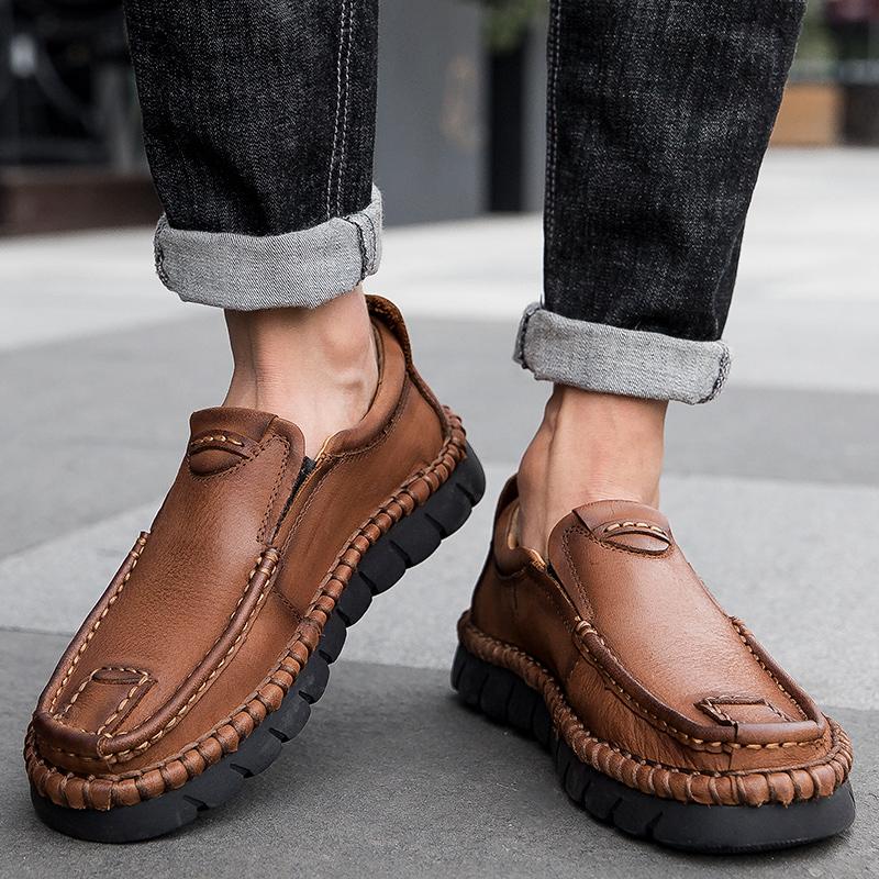 Fashion 2025 Genuine Leather Shoes for Men Original Handmade Leather Business Men's Sneakers Man Trend Daily Work Social Walking Shoes