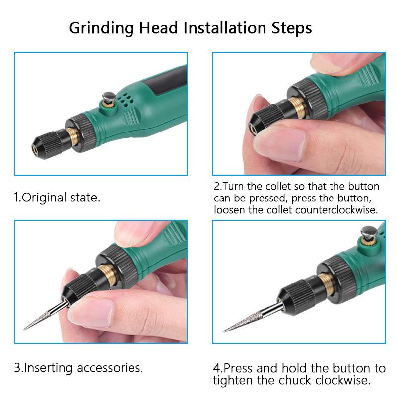 Wireless Multi-Function Electric Grinder Set 2.3mm Electric Drill Rechargeable DIY Mini USB Drill with LED