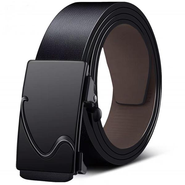 

Мужской ремень с автоматической пряжкой из натуральной кожи, коровьей кожи, деловой, повседневный, модный ремень для мужчин среднего и молодого возраста 130cm