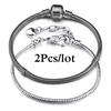 2 Stück/Los Sonderangebot 3mm Silberfarbene Schlangenkette Charm-Armband Für Damen Herren Passend für DIY-Armbänder Schmuck Geschenk