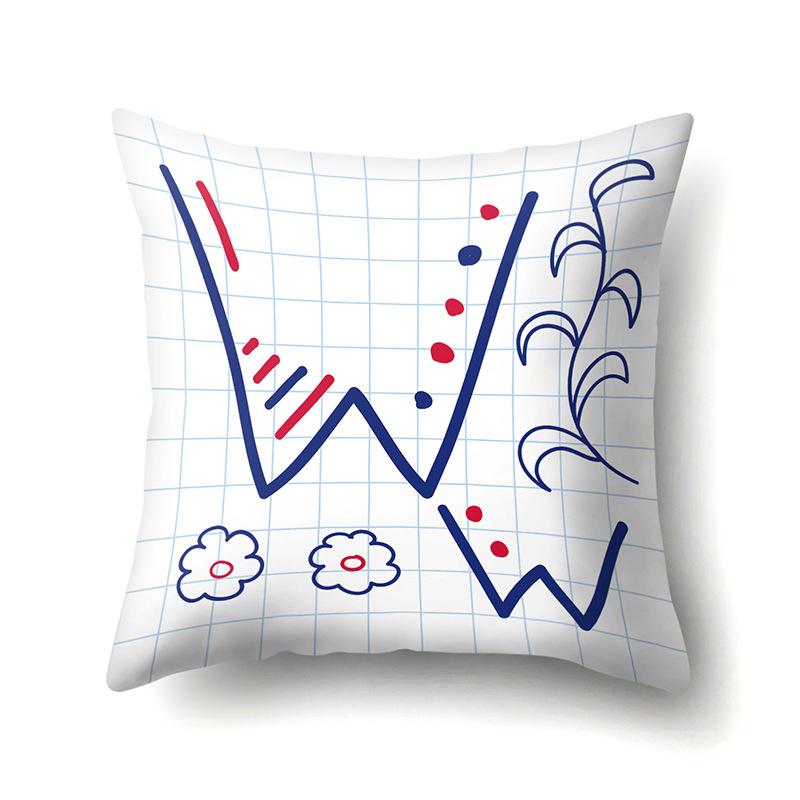 Polyester Pillow Case Decoration Home 26 English Letter Printing Pillow Case British Style Bedside Cushion Cover