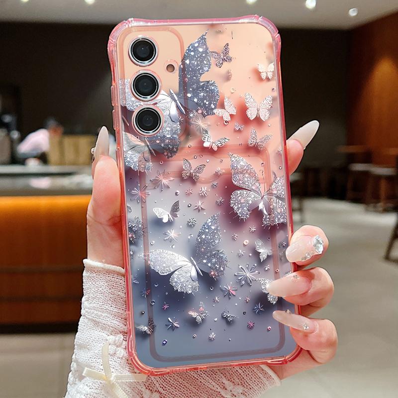Dream Butterfly Pattern Clear Phone Case For Samsung Galaxy S26 S25 S24 S23 Ultra S22 Plus S25 Edge S24 FE Card Bag Wallet Cover