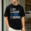 Eat Sleep Swim Repeat Checklist SummerunisexCotton T-Shirt Simple Icon Text Swimmer Minimal Sports Graphic Short Sleeve Wear