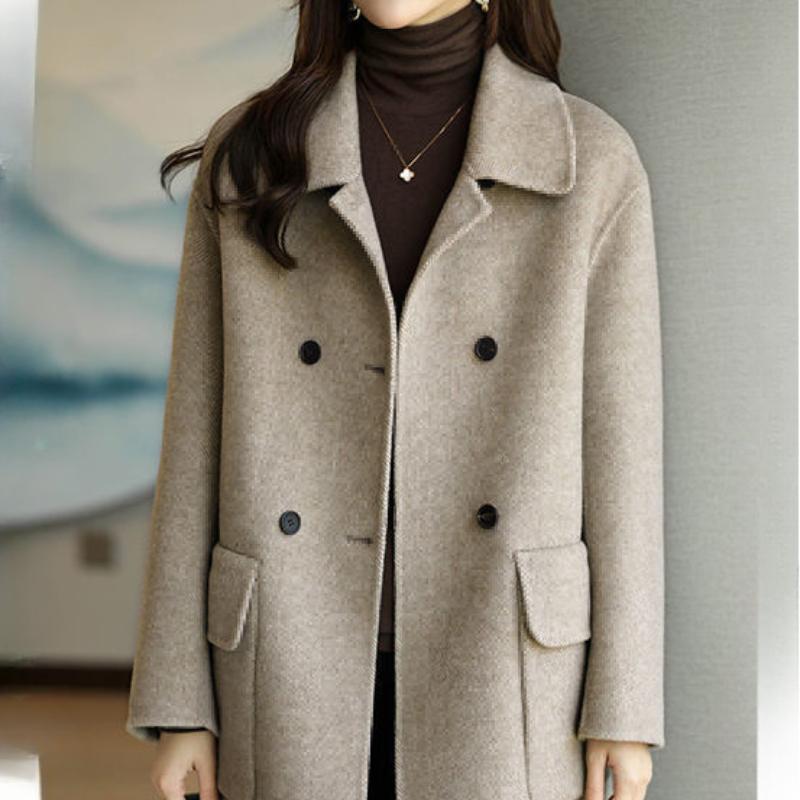 Thickened Woolen Coat for Women Autumn Winter Korean Style Warm Mid Length Loose Blazer Outer Wear
