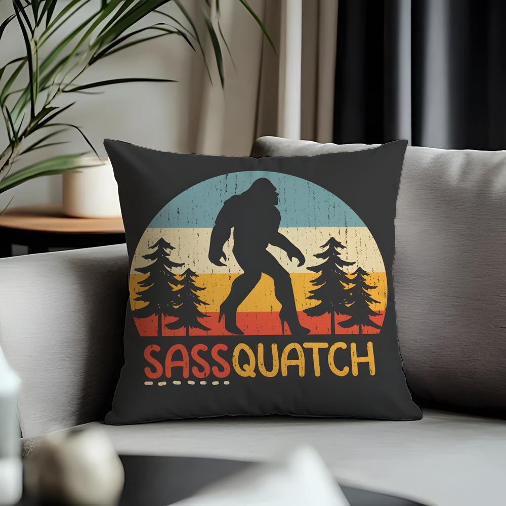 Trending SSassy the Sasquatchead Cushion Cover Antidustmite Pillowcase Invisible Zipper Silky Short Plush Sofa Cushion Cover