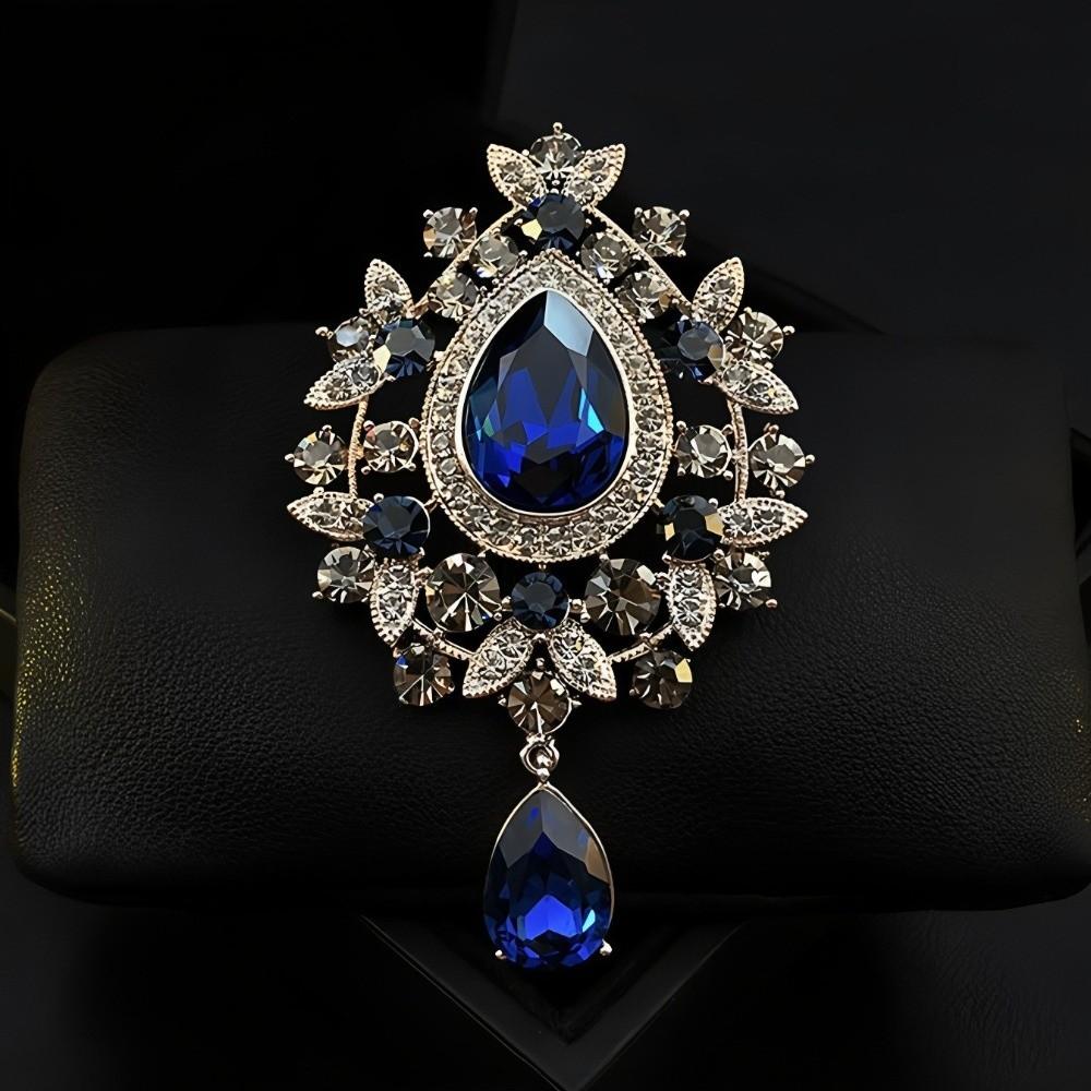 Retro Palace Style Zircon Crystal Brooch Zinc Alloy Corsage Pins New Pendant Brooch  Gift