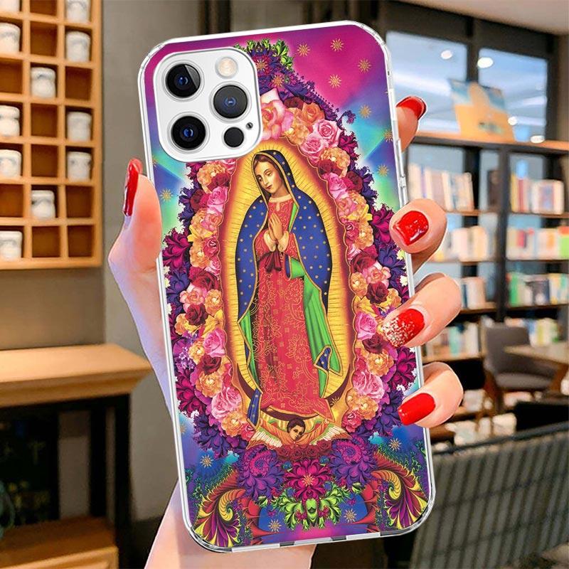 Virgin De Guadalupe Virgen Mary Cover Phone Case For iPhone 16 17 Air 15 14 Pro Max 16E Phone Case 13 Mini 12 11 7 SE 8 Print Pa