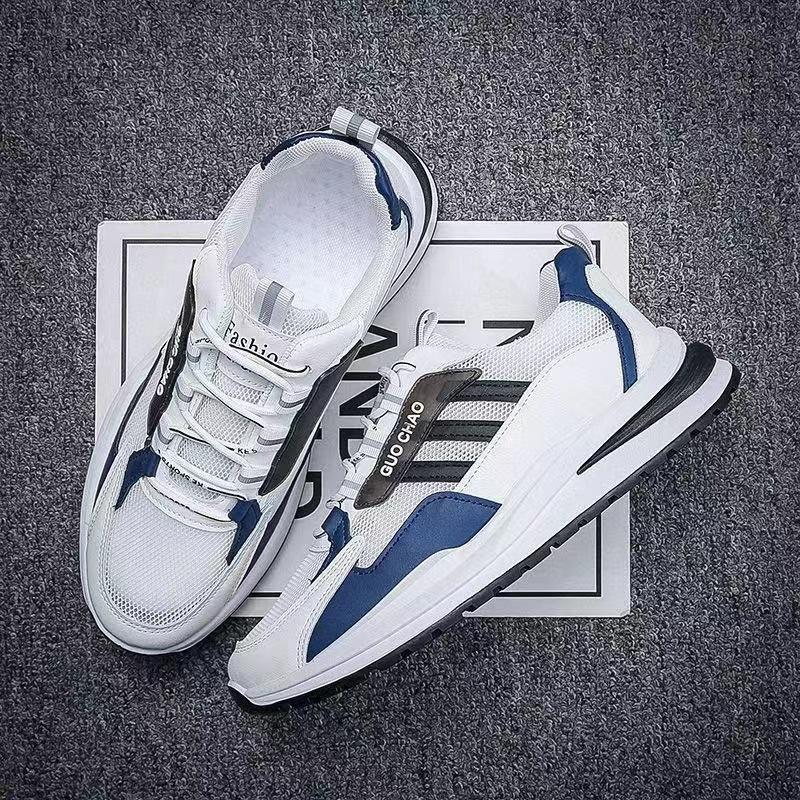 Low Top Sneakers Men's Autumn and Winter New Korean Style Breathable Lace-up Running Shoes National Trend Student Mesh Shoes Men