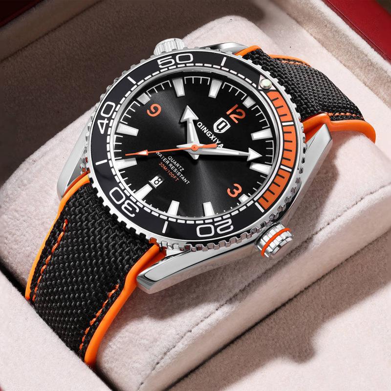 QINGXIYA Sports Men s Quartz Watch, Waterproof Silicone Strap with Calendar