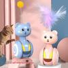 Cat Toy Tumbler: Kitten Self-Play Feather Teaser & Ping Pong Ball Wand for Boredom Relief