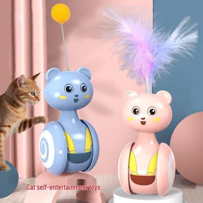 Katze Spielzeug Tumbler: Kätzchen Selbstspiel Feder Teaser & Tischtennisball Stab zur Langeweilebekämpfung
