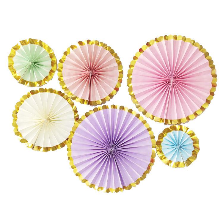 Wedding Wedding Round Paper Flower Fan Set Birthday Party Arrangement Paper Fan Folding Fan Pendant Pendant Spot