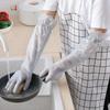 Waterproof Housework Cleaning Gloves and Can Wipe Hands Apron Set Kitchen Cleaning Latex Winter Warm Dishwashing Laundry Gloves