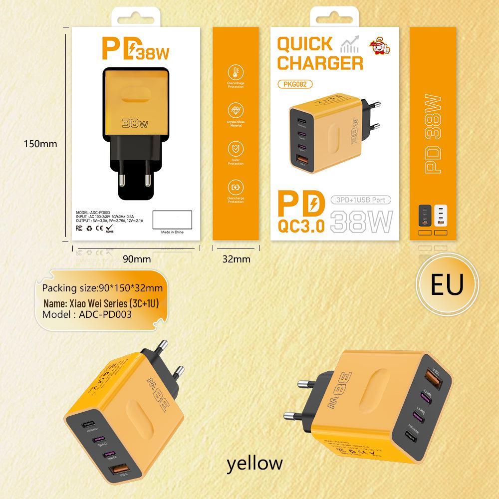 2024 Multi-Port 38W Fast Charger: 25W PD, EU/US/UK Standards