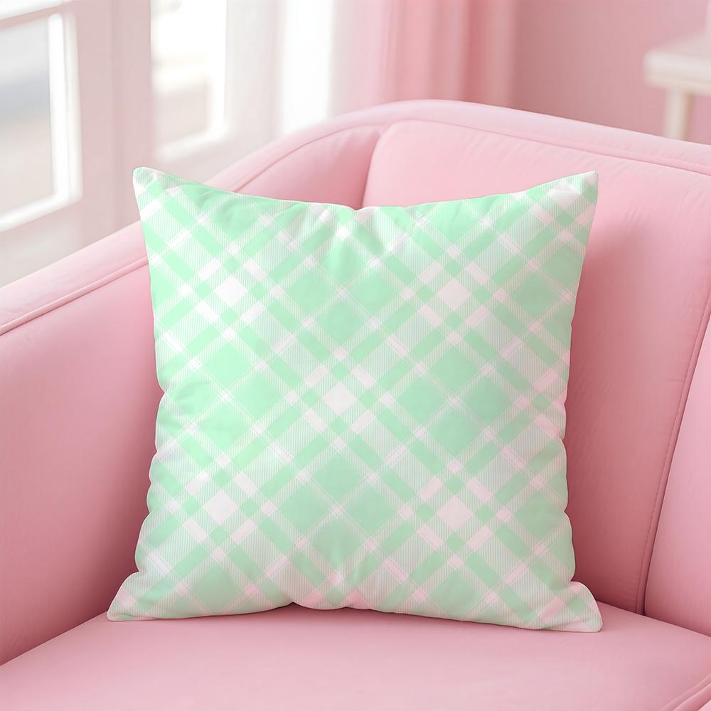 simple Monochromatic check pattern Cushion Cover Pillow Case Soft Skin Friendly Fabric  Concealed Zipper