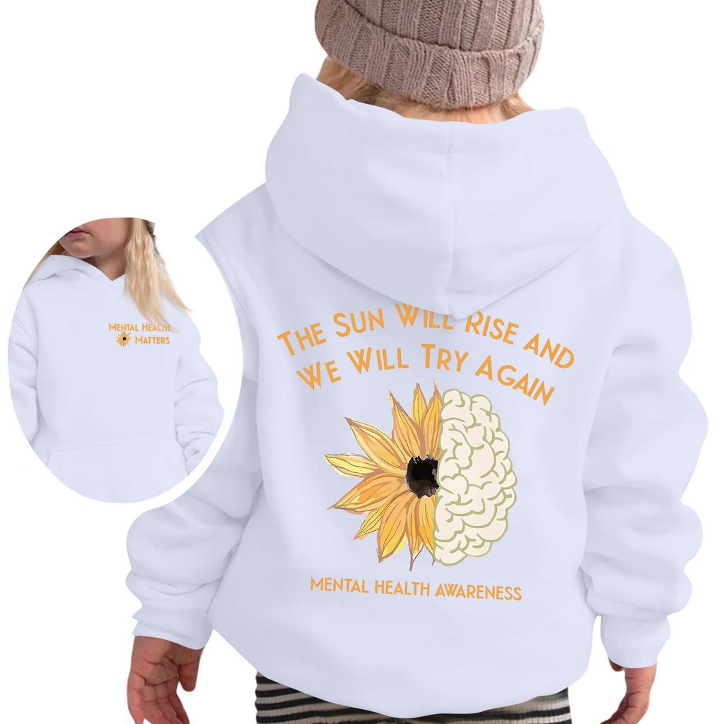 Children's Pullover Sweatshirt Long Sleeve Casual Hoodie Comfortable Loose Lightweight Pullover