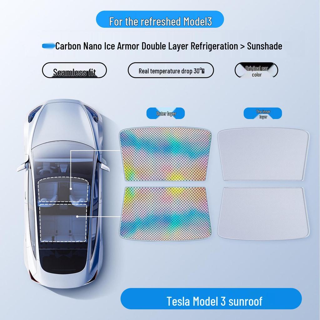 Model Y 3 Refresh Graphene Laser Sunshade for Sunroof: Sun Protection & Heat Insulation