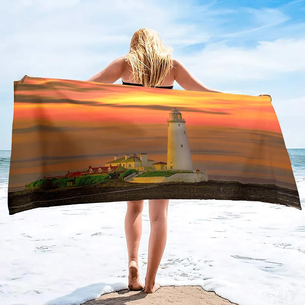 Mikrofaser Strandtücher Übergröße Stranddecke Handtuch Tragbar Leuchtturm Weich Super Wasserabsorbierend Vielseitiges Überwurfhandtuch