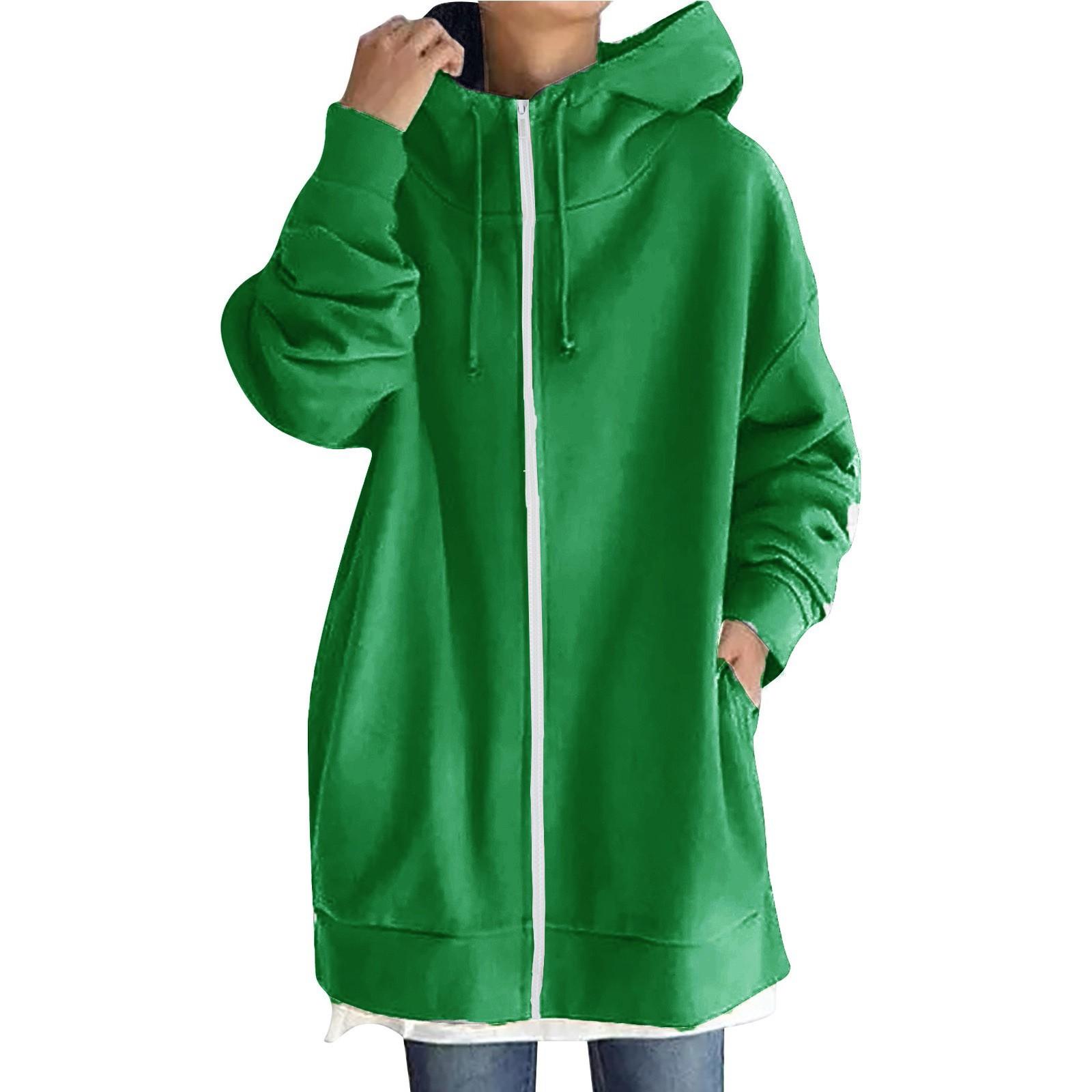 

Женская толстовка с капюшоном на молнии, длинная, легкая, свободная, с длинным рукавом, повседневная, с карманами M