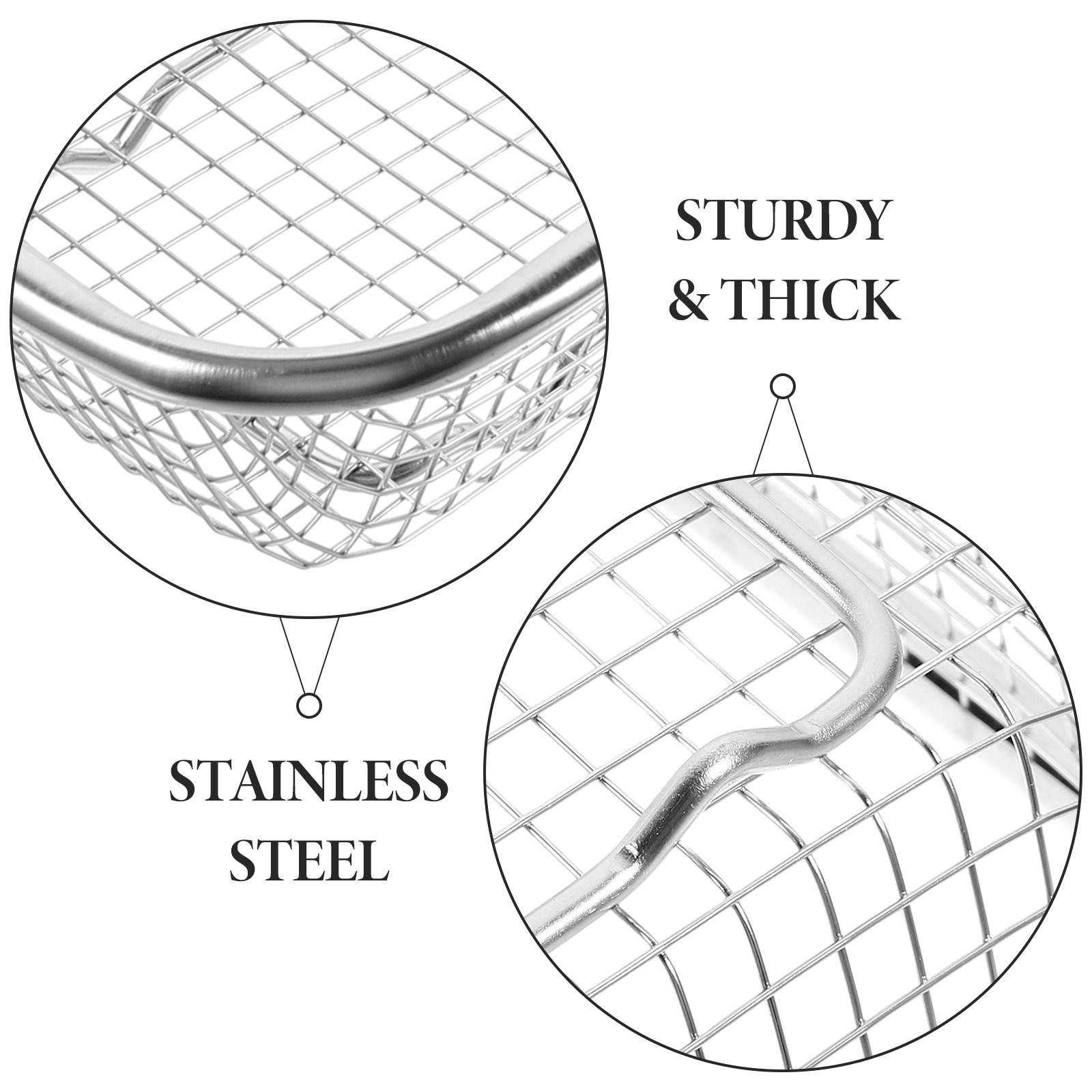 1Pcs Stainless Steel Drain Basket Thickened Large Fruit Vegetable Sieve Kitchen Storage Basket Sink Colander Multi-Purpose 31X12X5.5CM
