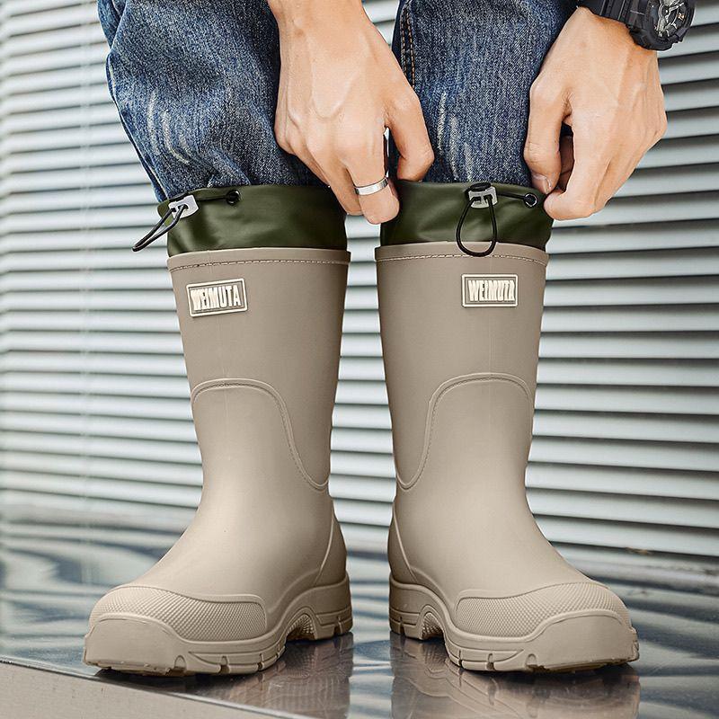 Low Heel Male Shoes Plain Farming Mid Calf Rubber Waterproof Resistant 2026 Water Comfortable High Quality Mud Men's Rain Boots