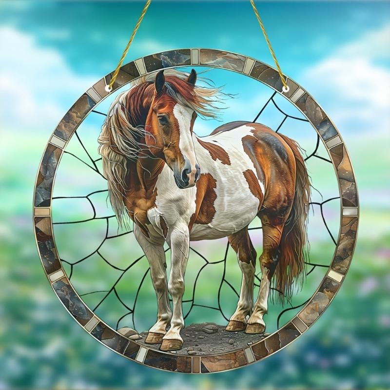 Lightweight Acrylic Wall Hanging Horse Ornament For Patios And Indoor Use Creates Beautiful Lighs Effects 20cm Diameter