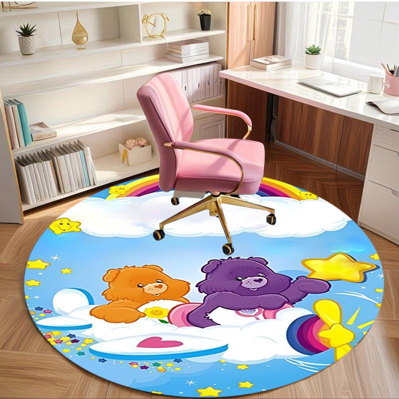 Care Bears Print Round Rug, Washable Floor Carpet, For Entryway Dorm Laundry Room Office Study, Home Decor Birthday Christmas Gift