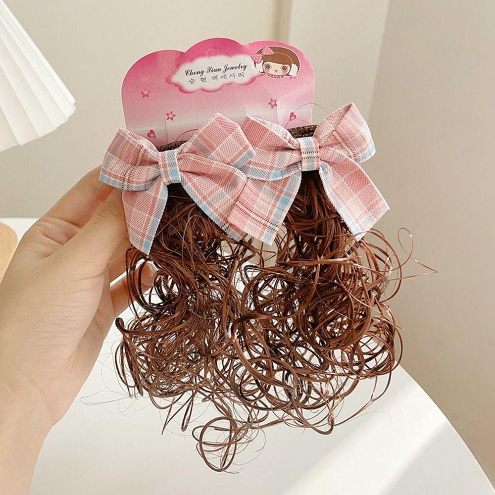 2PCS New Baby Wig Hairpin Cute Children Sweet Girls Bowknot Hairclip Princess Curly JK Bow Hair Accessories