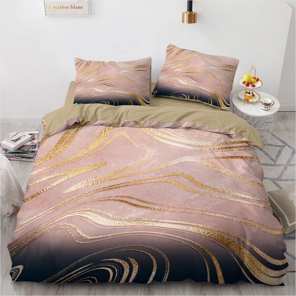 Enkla sängklädesset 3D Marmorering Påslakan Täcke Örngott King Queen Full Double Single Hemtextil