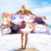 Cute Cat Beach Towel Absorbent Oversized Quick Dry Sand Free Lightweight Bath Towel Microfiber Summer Pool Towel for Kids Adults