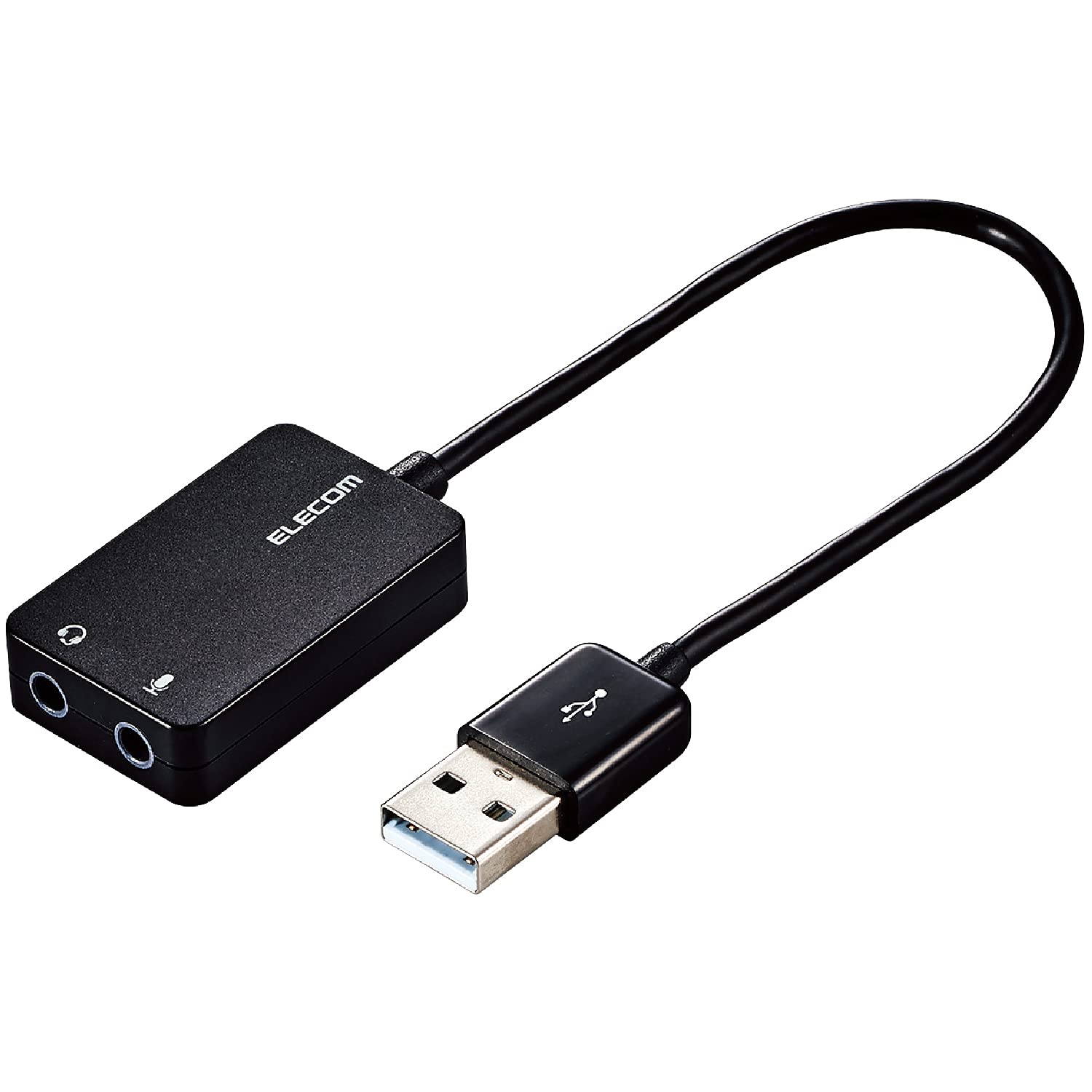 

ELECOM USB Audio Conversion Adapter USB to Stereo Mini Jack 3 Pole 4 Pole Compatible Noise Elimination Cable Type Black 3.5mm 0.15m USB-AADC02BK
