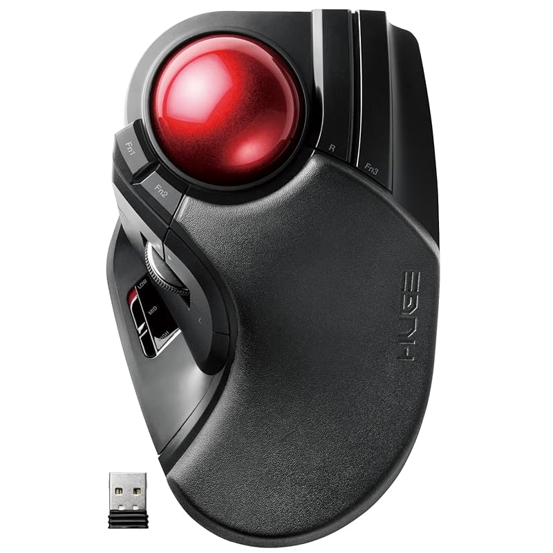 

ELECOM trackball mouse wireless large ball 8 buttons Tilt function black M-HT1DRBK
