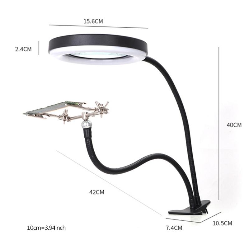 Ulepszona lupa z podświetleniem 10x Lampa biurkowa powiększająca Ramię gęsia Szyjka Nadaje się do czytania Pracy z bliska Hobby 72 LED