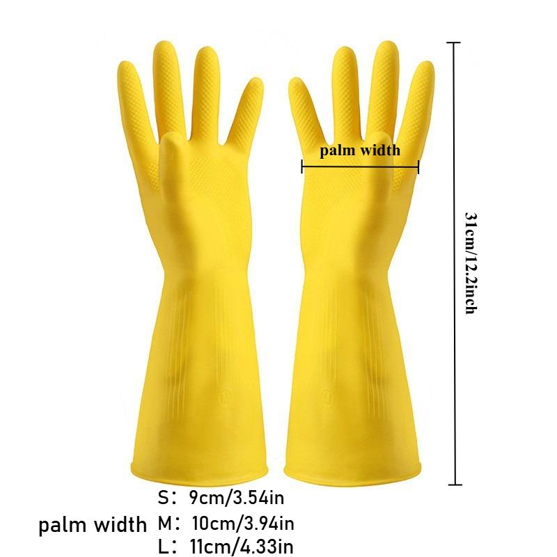 Extra Thickness Dishwashing Long Sleeves Rubber Gloves, Yellow Glove,Waterproof,Reusable, Kitchen Cleaning, Working Safety S
