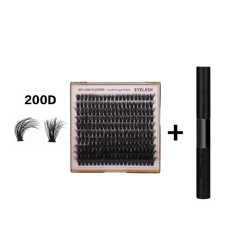 200pcs DIY Cluster Lashes 100D 200D D Curl 10-18mm MIX Length Very Soft Wearing Cluster Lash Cluster 200d