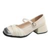 2025 Mary Jane shoes women's 2025 spring new French retro temperament gentle square head high-heeled leather shoes single shoes