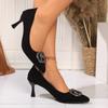 Bling Women Shoes Leisure Classic Pumps Female Slip On Thin High Heels Pointed Toe Square Buckle Summer Shoes Plus Size