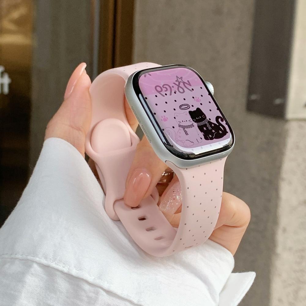 Wide Floral Polka Dot Silicone Strap Butterfly Buckle for Apple Watch Series12 11 10 SE1 2 3/Ultra4 3 2 38/42/45/49 mm